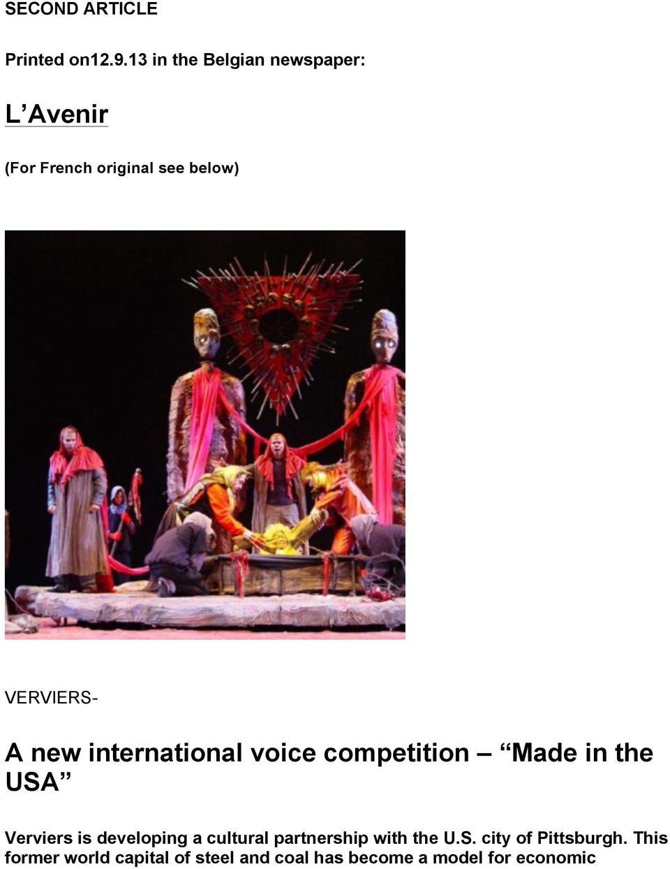 A new international voice competition Made in the USA Verviers is developing a