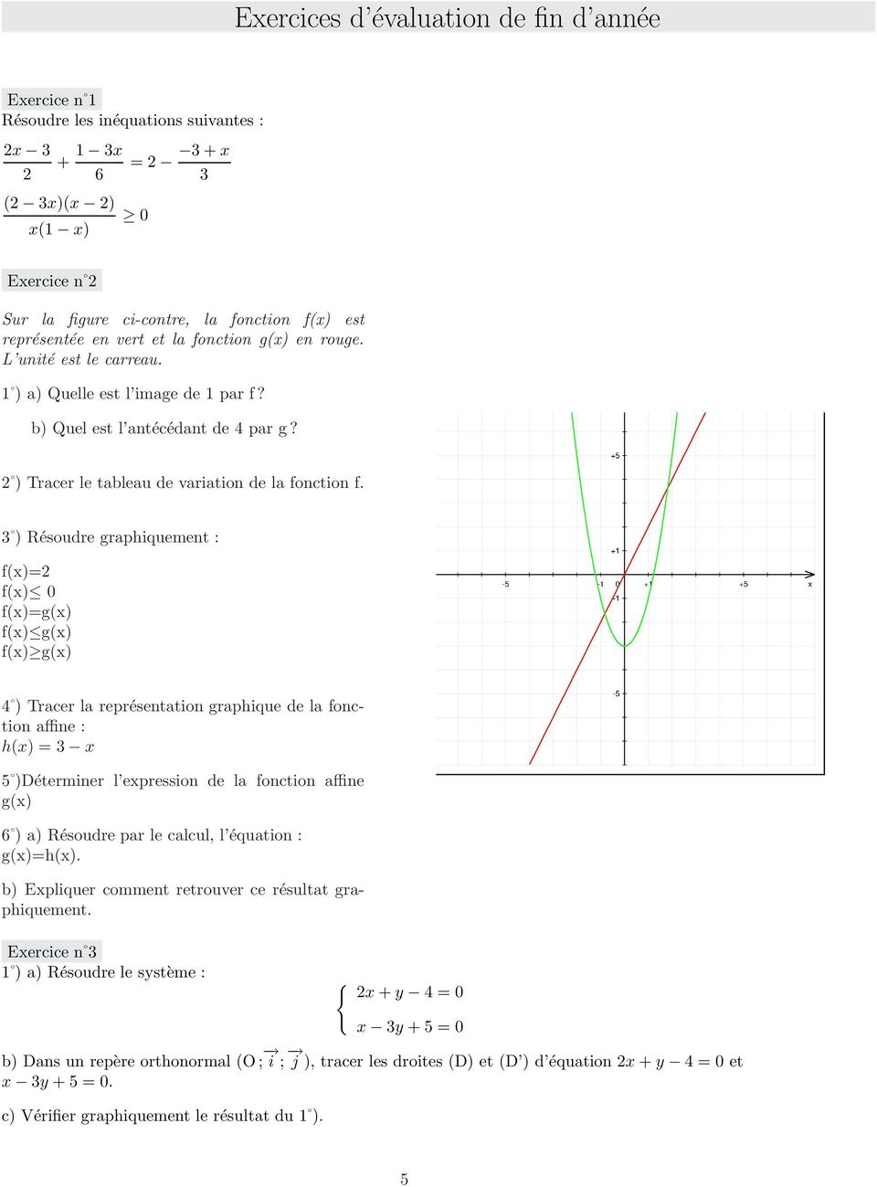 Classe De Seconde Exercices De Mathematiques Pdf Free Download
