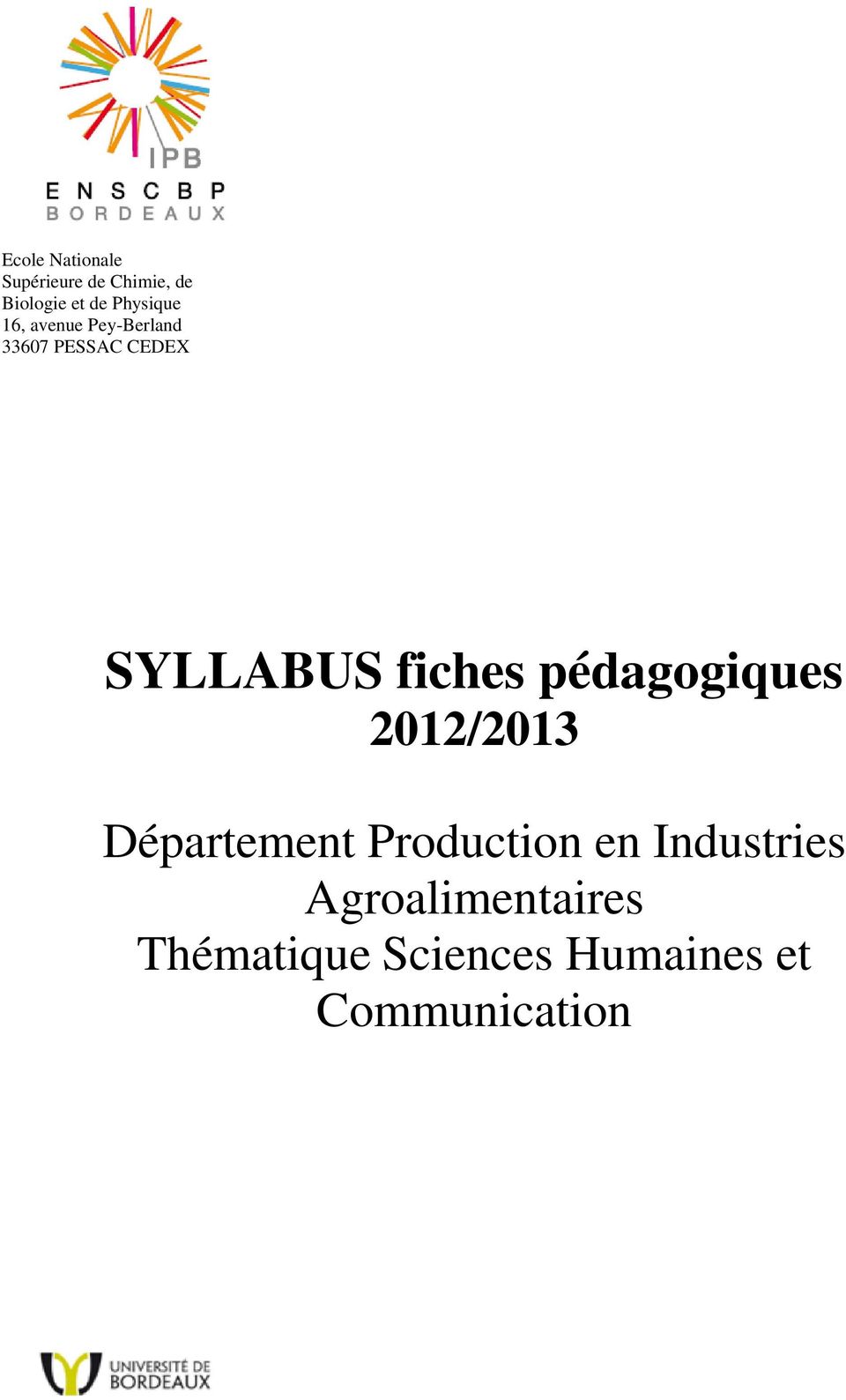 fiches pédagogiques 2012/2013 Département Production en