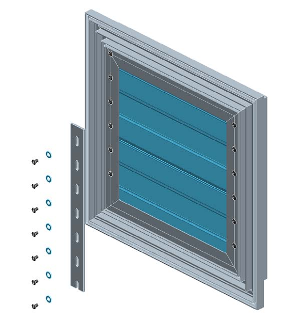 La barre inox plate 25/3 sera fixée au cadre en profilés ainsi qu aux lames par des rivets.