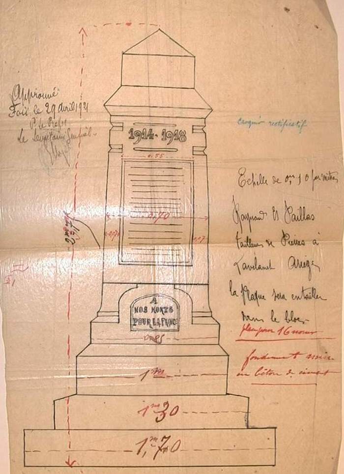 09. Document 1 monument aux morts de la guerre de 1914-1918, de la guerre du Maroc (T. O. E.