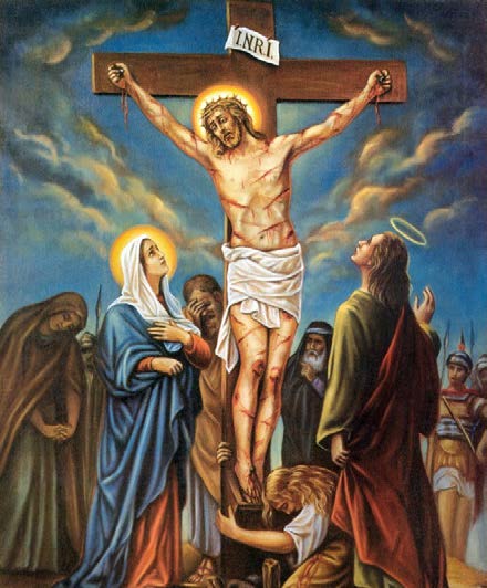 13 Jésus meurt en croix Après trois longues heures d'agonie, pendant lesquels il a été abreuvé d'outrages, Jésus expire. Son Amour est satisfait, il nous a tout donner.