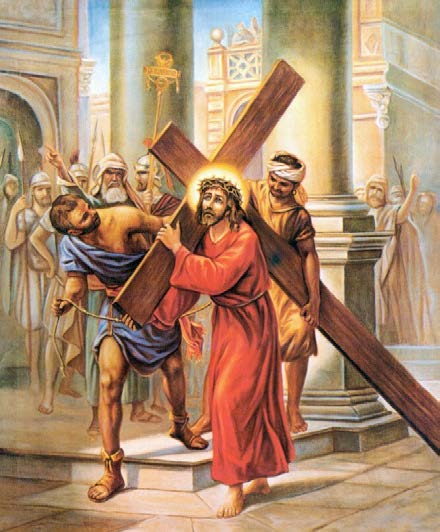 3 Jésus est chargé de sa Croix En chargeant la Croix sur ses épaules, Jésus-Christ pensait à moi et offrait à Dieu pour mon salut les souffrances et la mort qu'il allait endurer.