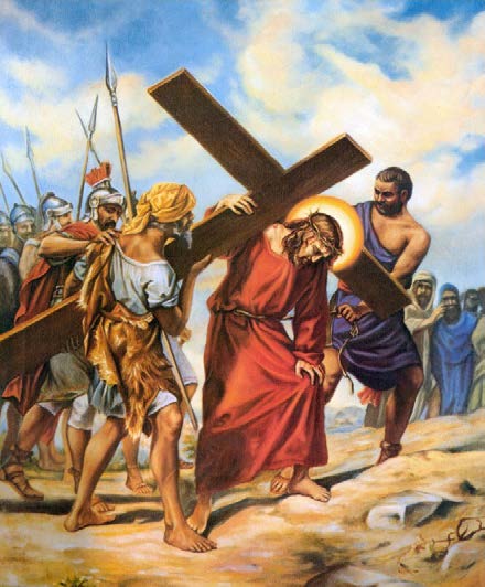6 Simon le Cyrénéen aide Jésus à porter sa Croix Dans la crainte de voir Notre Seigneur mourir en chemin, et non par compassion, on contraint Simon le Cyrénéen à porter la
