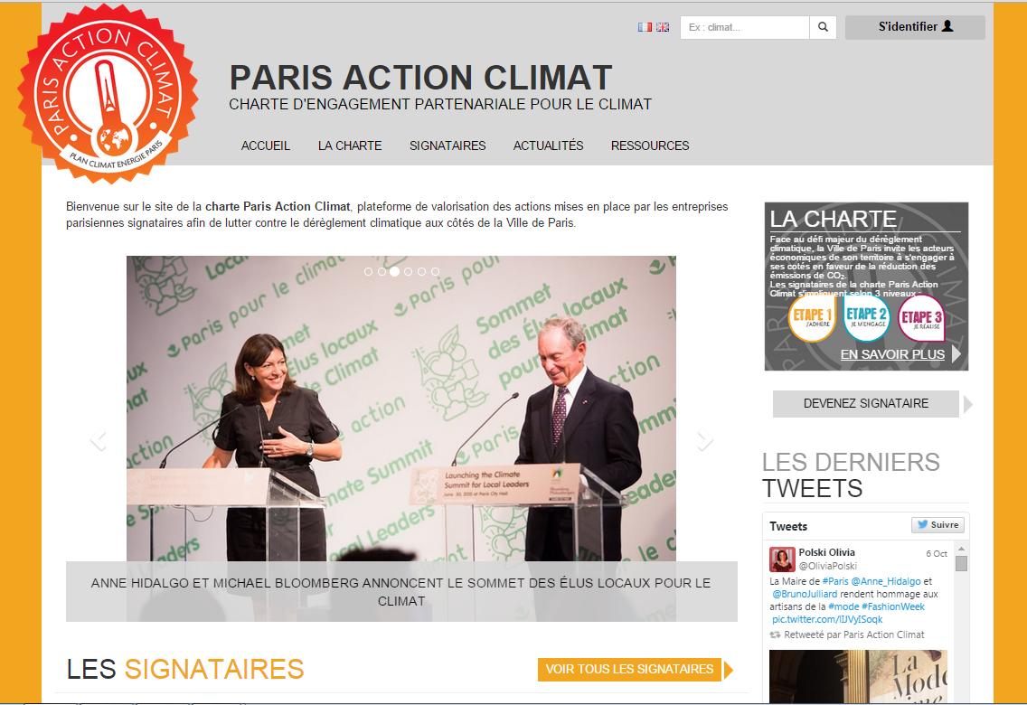 PLATEFORME PARIS ACTION CLIMAT En retour de leurs engagements au Plan Climat Energie, la Ville s engage à valoriser les signataires et à les mettre en relation afin de leur permettre d échanger sur