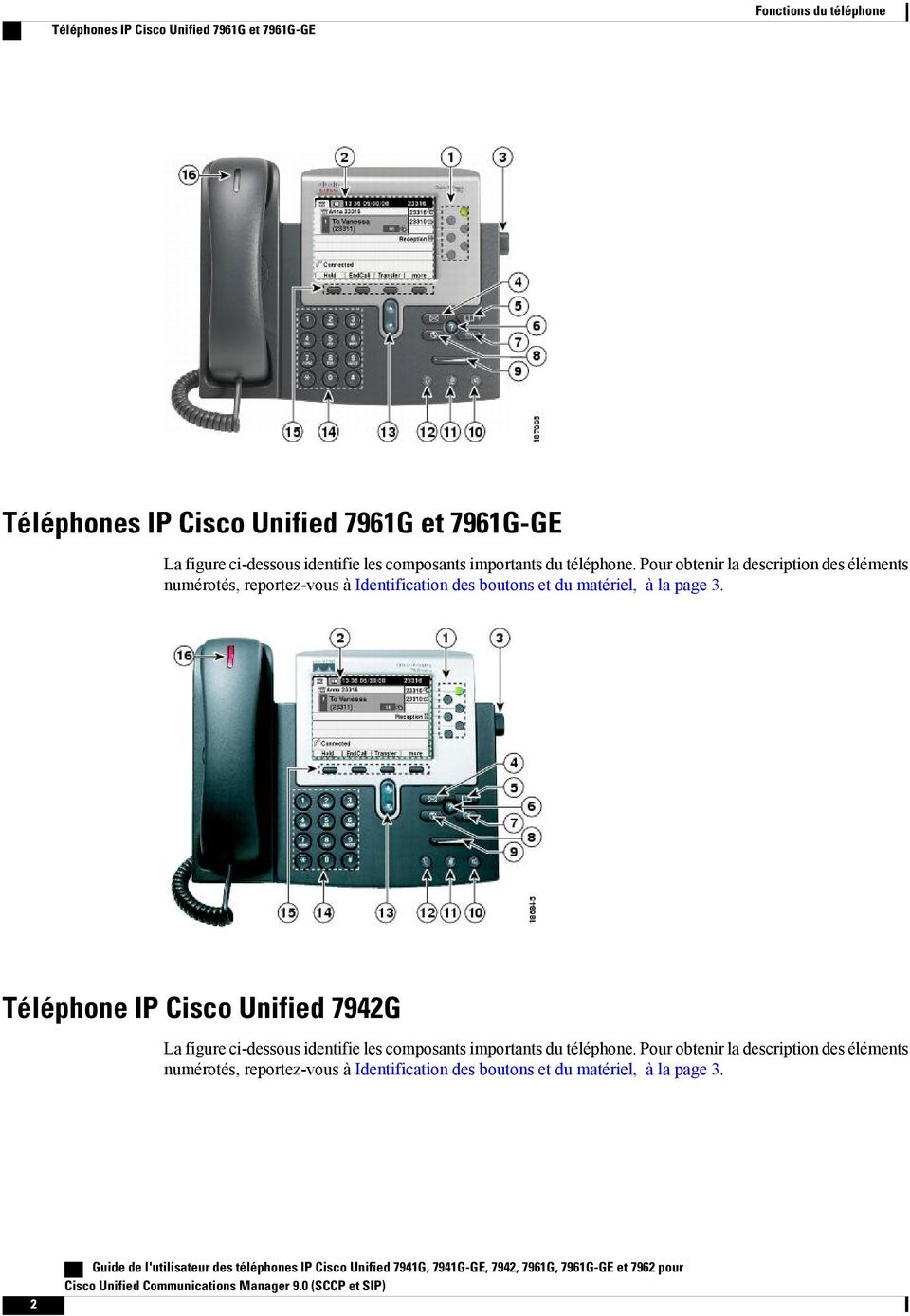 Téléphone IP Cisco Unified 7942G La figure ci-dessous identifie les composants importants du  2 Guide de l'utilisateur des téléphones IP Cisco Unified 7941G, 7941G-GE, 7942,