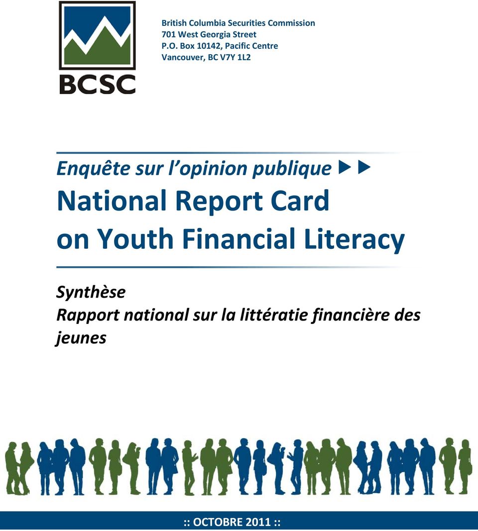 opinion publique National Report Card on Youth Financial Literacy