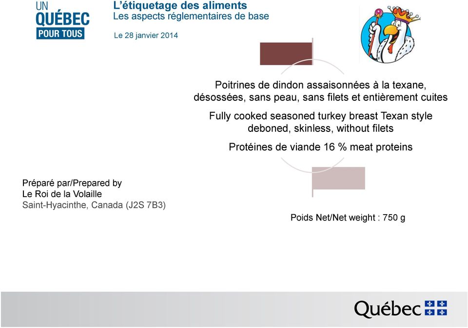 skinless, without filets Protéines de viande 16 % meat proteins Préparé