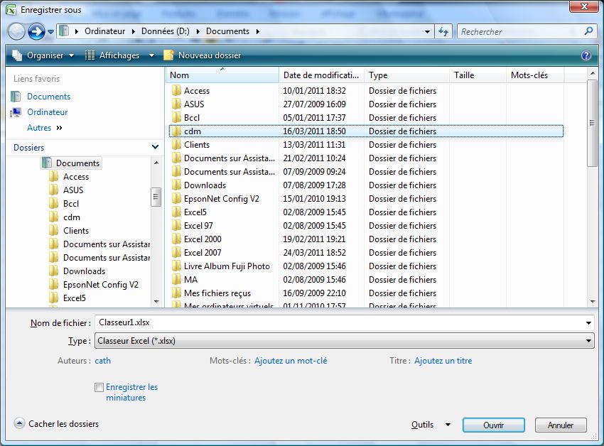 Excel 2010 bases.doc Page 5 CLASSEUR et FEUILLES Commande Enregistrer Sous, avec l onglet Fichier ou le bouton Office On enregistre alors le classeur.