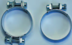 Colliers à tourillons et Joints de réparation pour tubes Colliers à tourillons Les colliers à tourillons sont livrables avec les largeurs de feuillard suivantes 9 mm, 12 mm, 15 mm, 20 mm et 25 mm.