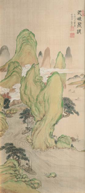 155 - Peinture, encre et couleurs sur soie, encadrée Chine, Dynastie Qing, XIXème siècle.