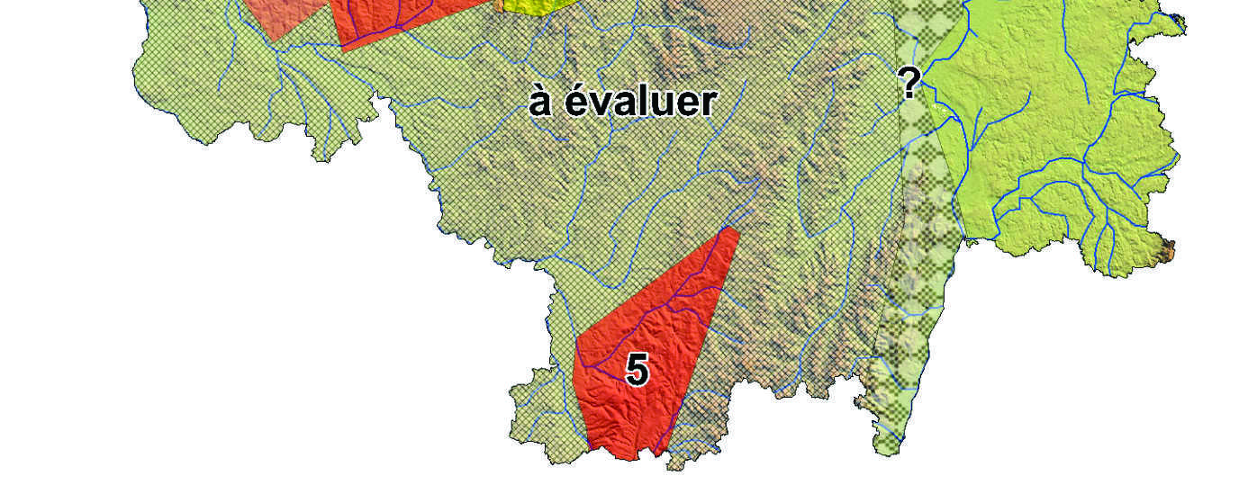 Tome 29, fascicule 1, juin 2013 37 Figure 7. Carte de localisation de Coenagrion ornatum du niveau de peuplement évalué par entité biogéographique.