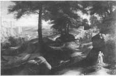 191- Paysage avec Paphnuce délivrant Thaïs 1656 Huile sur toile / Format : 220x335 cm. Localisation Musée du Louvre. Inv.