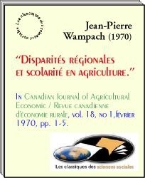 Jean-Pierre Walpach, Disparités régionales et scolarité en agriculture.