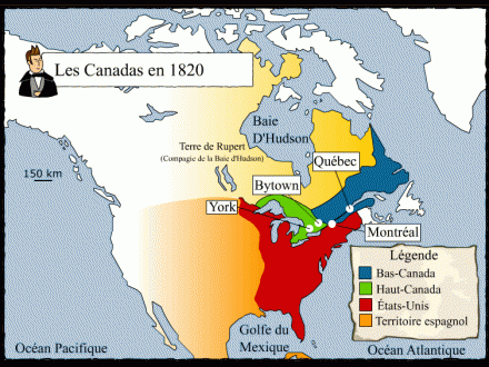 Le territoire vers 1820 Les Canadas L organisation du territoire subit plusieurs changements entre 1745 et 1820 Le Traité de Paris de 1763 Suite à la Conquête par les Britanniques, la Nouvelle-France