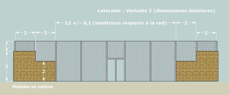 b/ Les parois latérales : La paroi latérale mesure 20m de longueur et de 3 à 4m de hauteur. Elle est constituée obligatoirement de clôture et de paroi transparente (recommandée) ou non.