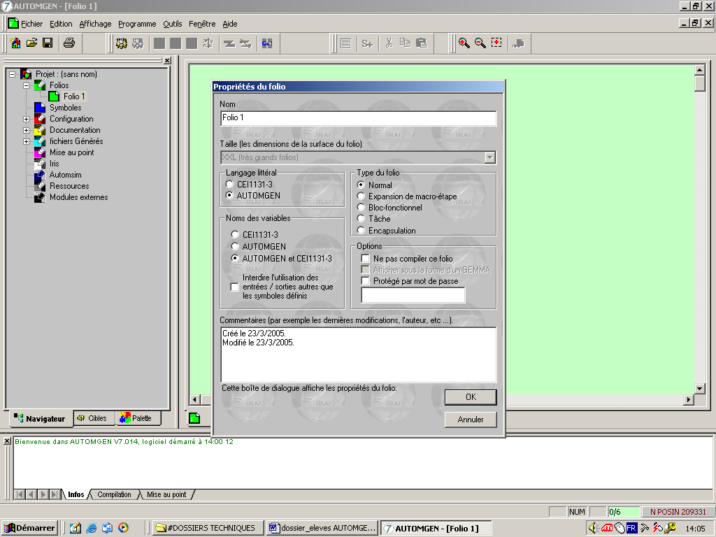 Démarrer le logiciel A partir du menu démarrer ou du bureau de Windows, cliquer sur l'icône "Automgen".