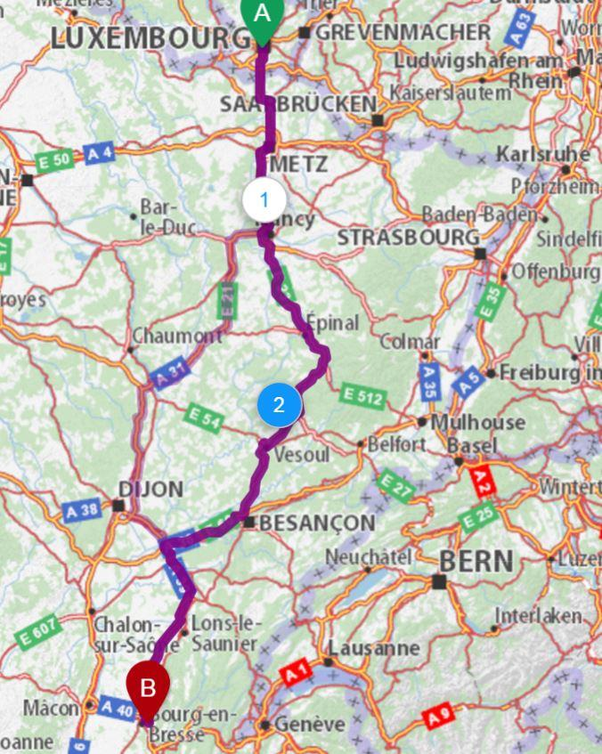 Jour 1 4 juillet 2017 Luxembourg Bourg-en Bresse (F) Rassemblement à Foetz le 4 juillet à 6h00 pour un briefing et départ vers la France Via Metz Epinal (autoroute) Epinal Besançon (route