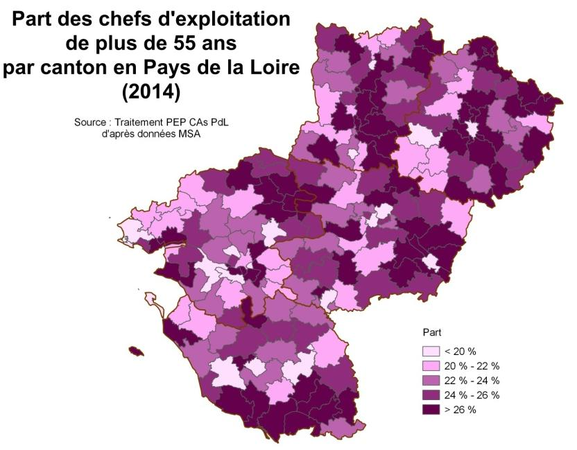 La démographie des chefs d exploitations et des coexploitants agricoles La région des Pays de de la Loire compte un peu plus de 37 6 chefs d exploitation et coexploitants agricoles en 214 dans 25 1