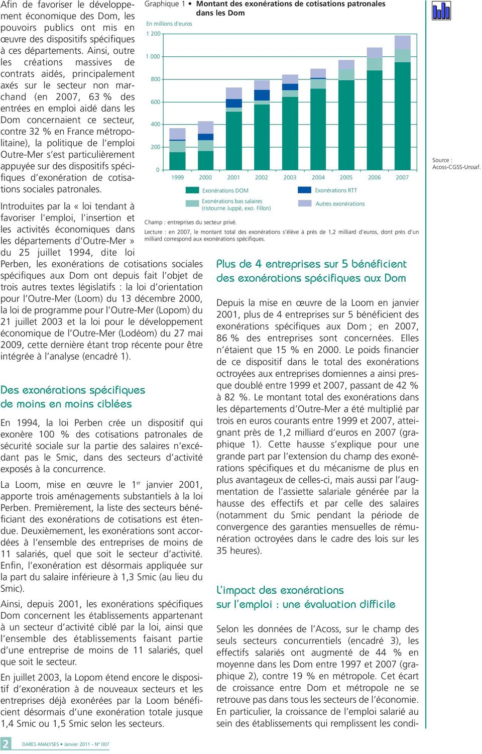 France métropolitaine), la politique de l emploi Outre-Mer s est particulièrement appuyée sur des dispositifs spécifiques d exonération de cotisations sociales patronales.