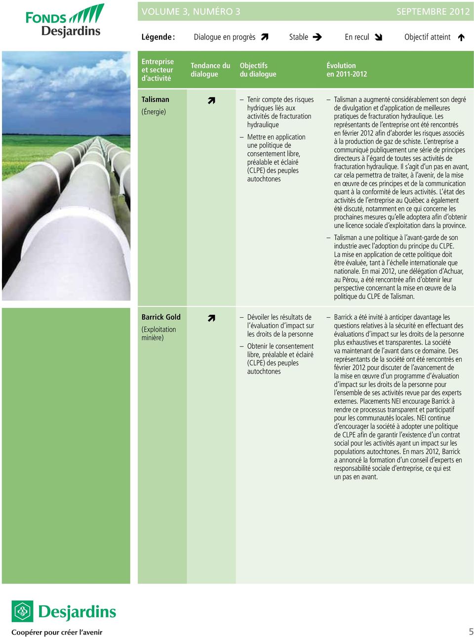 Les représentants de l entreprise ont été rencontrés en février 2012 afin d aborder les risques associés à la production de gaz de schiste.