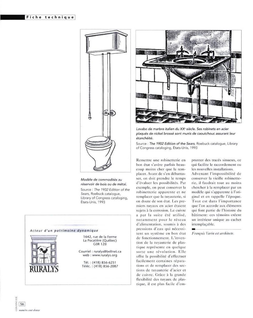 Source : The 1902 Edition of the Sears, Roebuck catalogue, Library of Congress cataloging, États-Unis, 1993 dynamique 1642, rue de la Ferme La Pocatière (Québec) COR1Z0 Courriel : ruralys@bellnet.