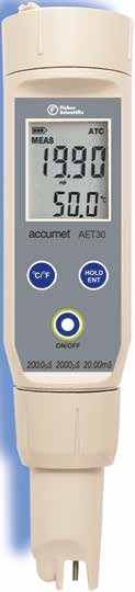 Conductimètre AET30 accumet du produit Multi-gamme avec des options sélectionnables ou automatiques : un seul testeur pour mesurer toutes les eaux, des eaux pures aux eaux usées!