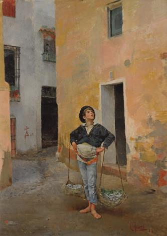 029-José RUIZ BLASCO-Marchand d'anchois-1883-50x37,5-malaga, Collection particulière
