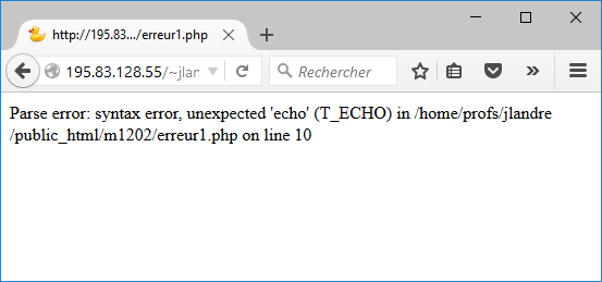 1) Point-virgule On obtient une «parse error» : Attention, l'erreur est à la ligne 9 mais PHP indique l'erreur à
