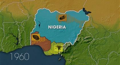 les 3 Etats fédérés en 1960 Lorsque le Nigeria devient indépendant en 1960, il s organise en fédération, composée de trois états - Northern, Western et Eastern