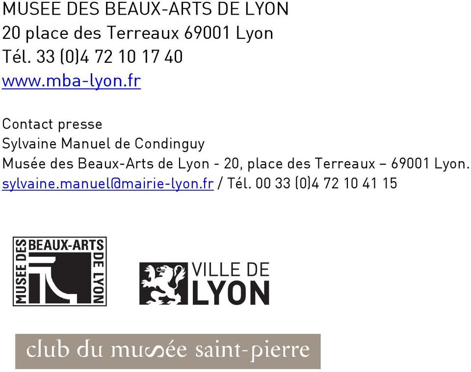 fr Contact presse Sylvaine Manuel de Condinguy Musée des Beaux-Arts