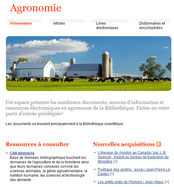 Portail thématique: Agronomie Liste des bases de données suggères en agronomie (voir le