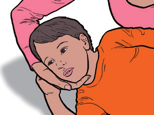 Etape 4 Pour administrer BUCCOLAM, protégez la tête de l enfant en la reposant sur un objet souple.