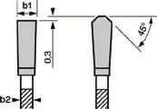 HLTCG b1: largeur de coupe b2: épaisseur du corps de lame Standard Diamètre extérieur mm Ø d alésage mm Avec bague de réduction mm Largeur de coupe (b1) mm / épaisseur du corps de lame (b2) mm Nombre