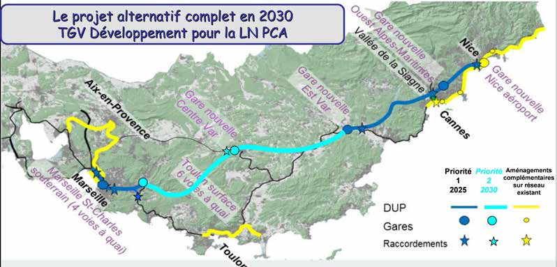 Une ligne nouvelle en Provence Côte d Azur Proposition de l association TGV Développement Concernant la «Priorité 2», l Association TGV Développement demande que la réalisation de la section Est Var