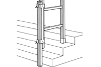 fixation Per scale con larghezza interna 294, 300, 362, 370, 440 mm e scale coniche, montante scala da 50 mm a 100 mm, contenuto: 1 barra stabilizzatrice con materiale di fissaggio Länge ca.