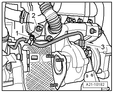 Pour cette opération, accrocher l'adapteur -10-222 A /13- dans les supports du capot-moteur -flèche-.
