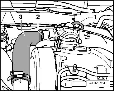 Page 7 sur 25 ATL : Déposer le flexible de guidage d'air -3- du moteur de volet de tubulure d'admission - V157- ; pour ce faire, soulever légèrement les agrafes
