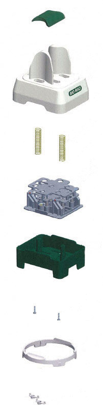 Figure 3 : Montage Démontage du distributeur Appui amovible ❶ Couvercle ❷ Ressorts ❸