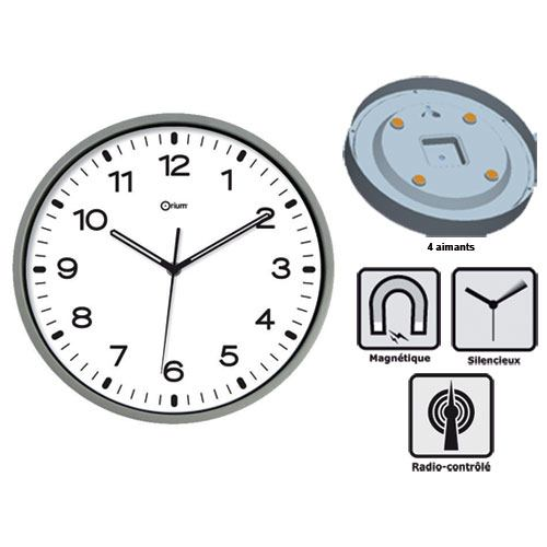 Cette horloge se fixe sur toute surface métallique grâce à ses 4 aimants situés au dos de l'horloge : idéal dans un