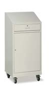 Stand and write locker with door with lock, 2 adjustable shelves, drawer with lock sliding on guides without bearings.