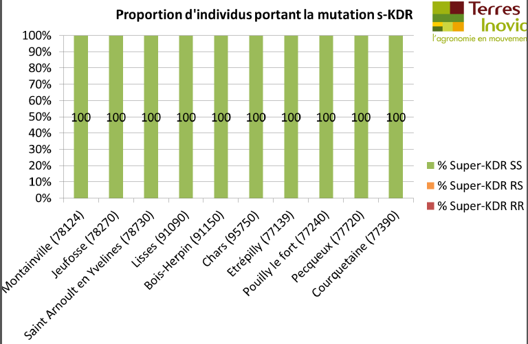 On observe des niveaux de résistance faible à moyen (Mutation KDR) sur