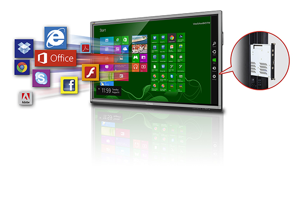Windows 8 Professionnel (64 bits) et logiciel d'annotations de tableau blanc ViewBoard 2.