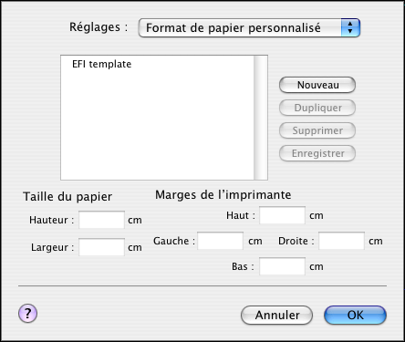 IMPRESSION SOUS MAC OS X 19 Définition de formats de page personnalisés sous Mac OS X Avec les formats de page personnalisés, vous pouvez définir les dimensions et les marges de la page.