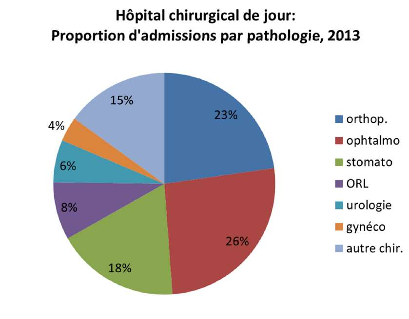 Graphique 2 : Répartition par pathologie des admissions en hôpital chirurgical de jour 75 %