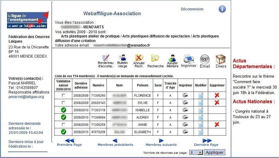 Webaffiligue-Association pour vous rappeler que si vous faites des demandes d adhésion/licence par le webaffiligue- Association, vos