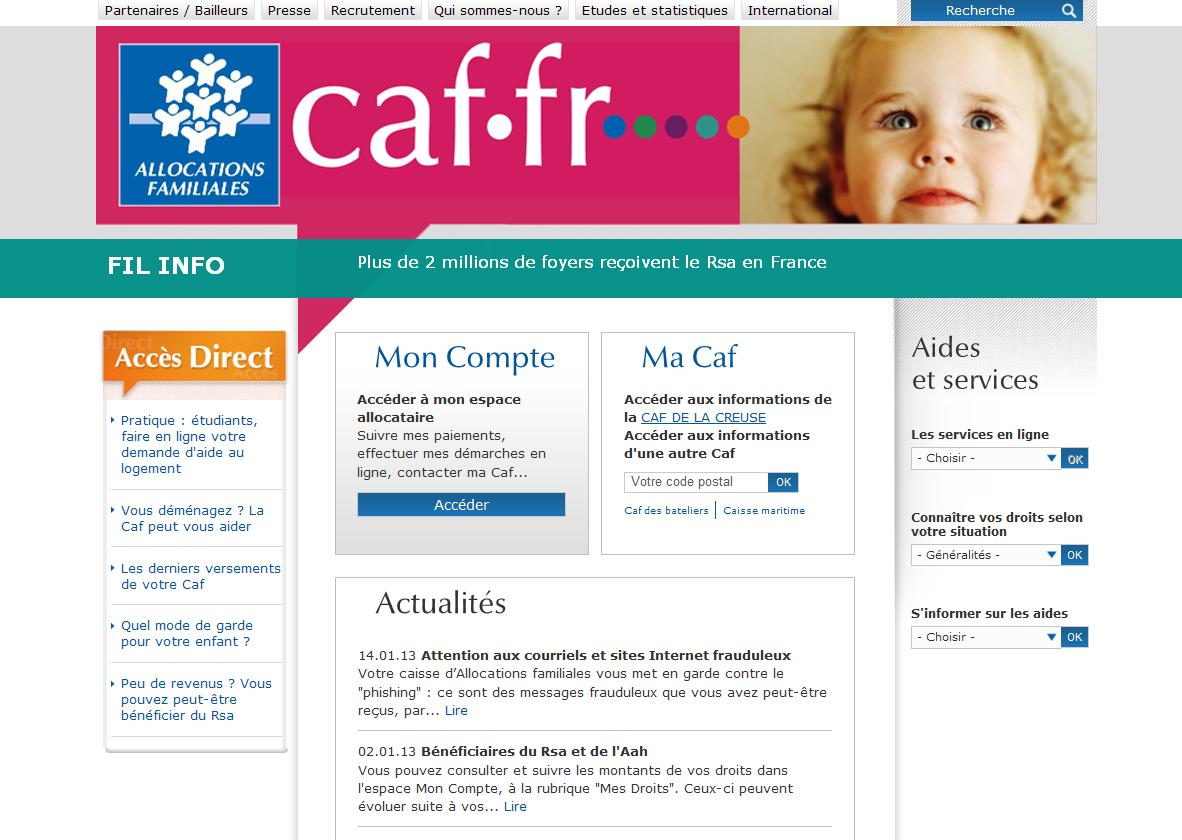 La Caf sur www.caf.
