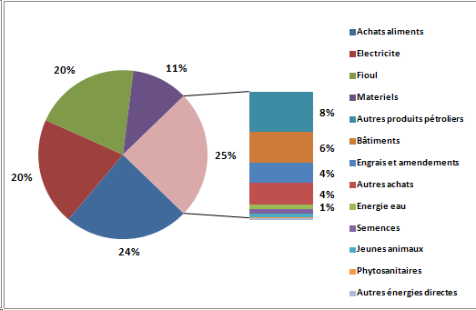 Résultats généraux : énergie Profil énergétique Aliments (24%) Electricité (20%) Fioul (20%) Matériels (11%)
