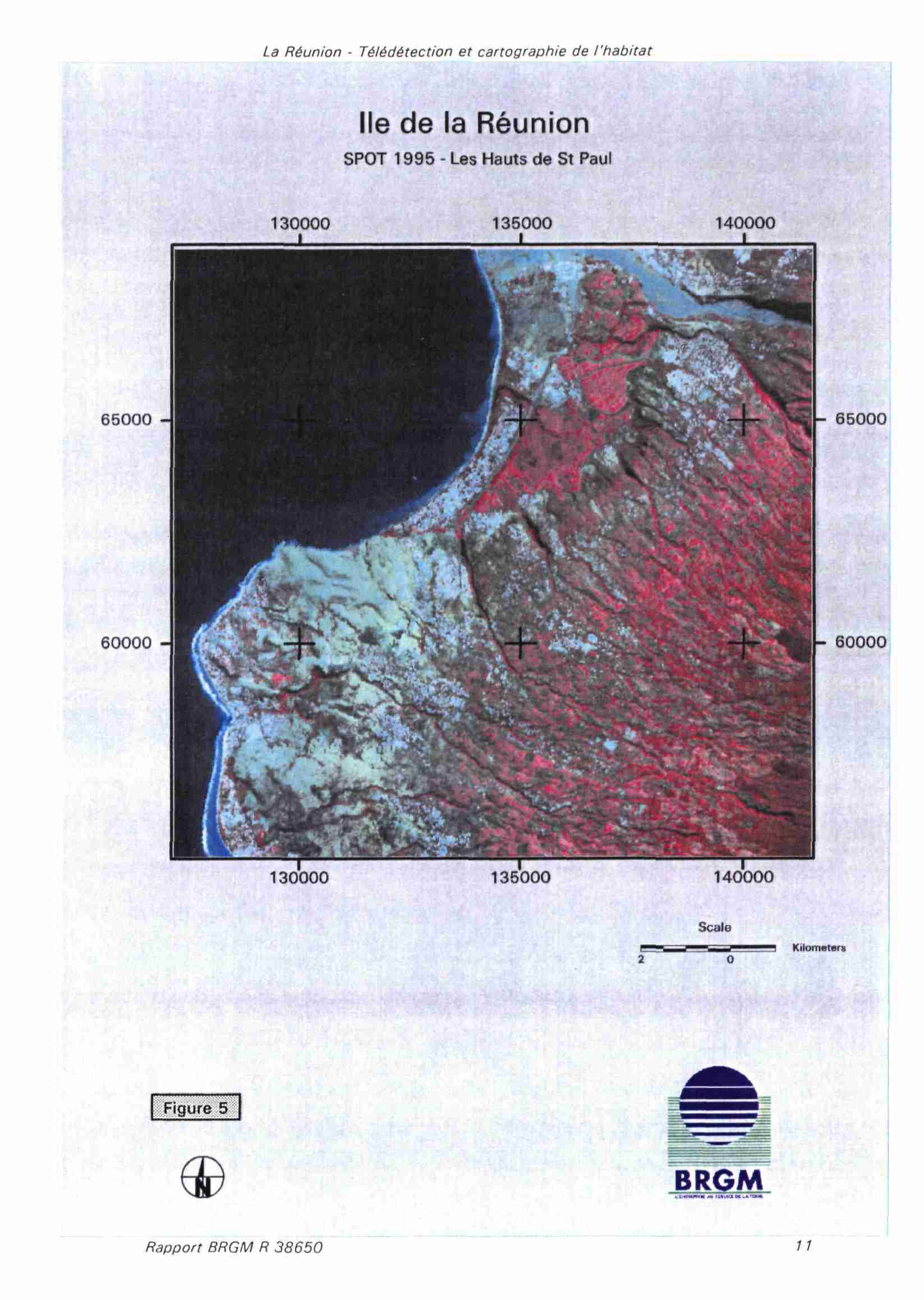 La Réunion Télédétection et cartographie de l'habitat Ile de la Réunion SPOT 1995 - Les Hauts de St Paul