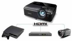 Entrées HDMI haute définition Grâce à ses entrées HDMI et ses entrées polyvalentes D-Sub (VGA), le vidéoprojecteur ViewSonic Advanced Connect peut se connecter